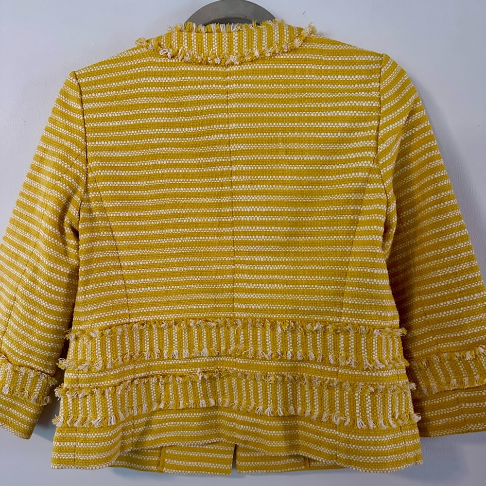 Ann Taylor Yellow and White Striped Blazer 2. Petite - Picture 2 of 7